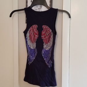 Navy Rhinestone Embellished Tank - Size L